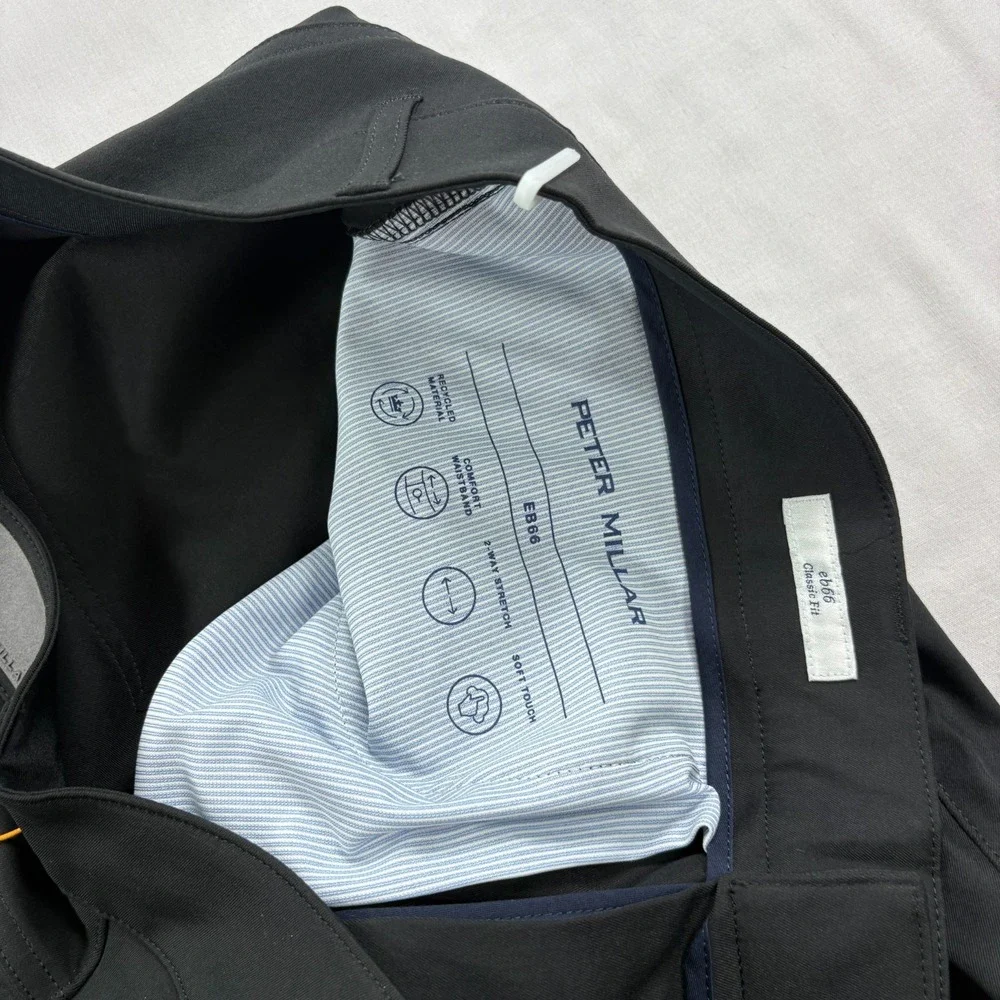 Peter Millar eb66 Pants Mens 42 Long Black Golf Stretch Performance NEW